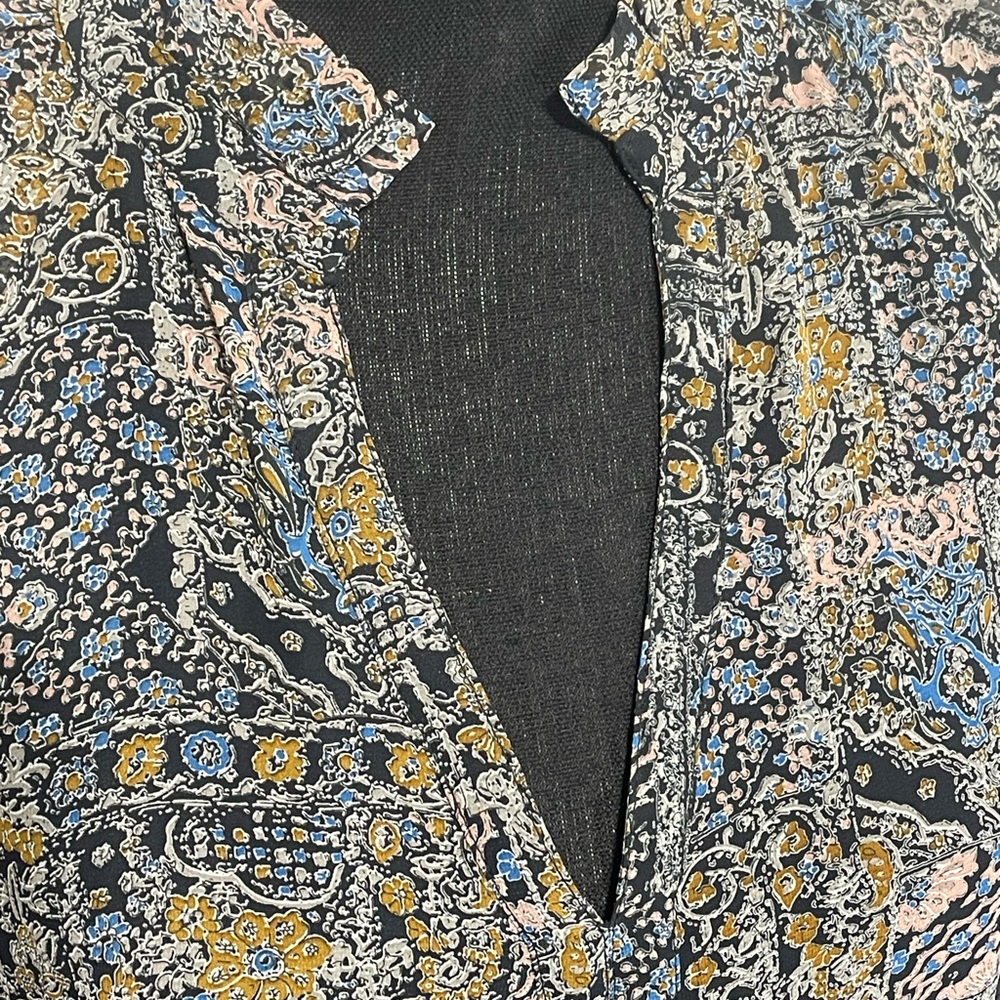 Paisley Chiffon Karlie tier dress. NEW. Size M.Long sleeve midi. Black blue gray - Picture 2 of 15
